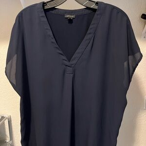 Ann Taylor Deep Blue V-Neck Blouse